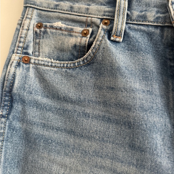 RE/DONE 90s High Rise Straight Jeans Distressed Knee Vintage Wash Denim Size 27 - Picture 5 of 13